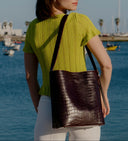 Noa Medium- Burgundy Croco Leather Tote