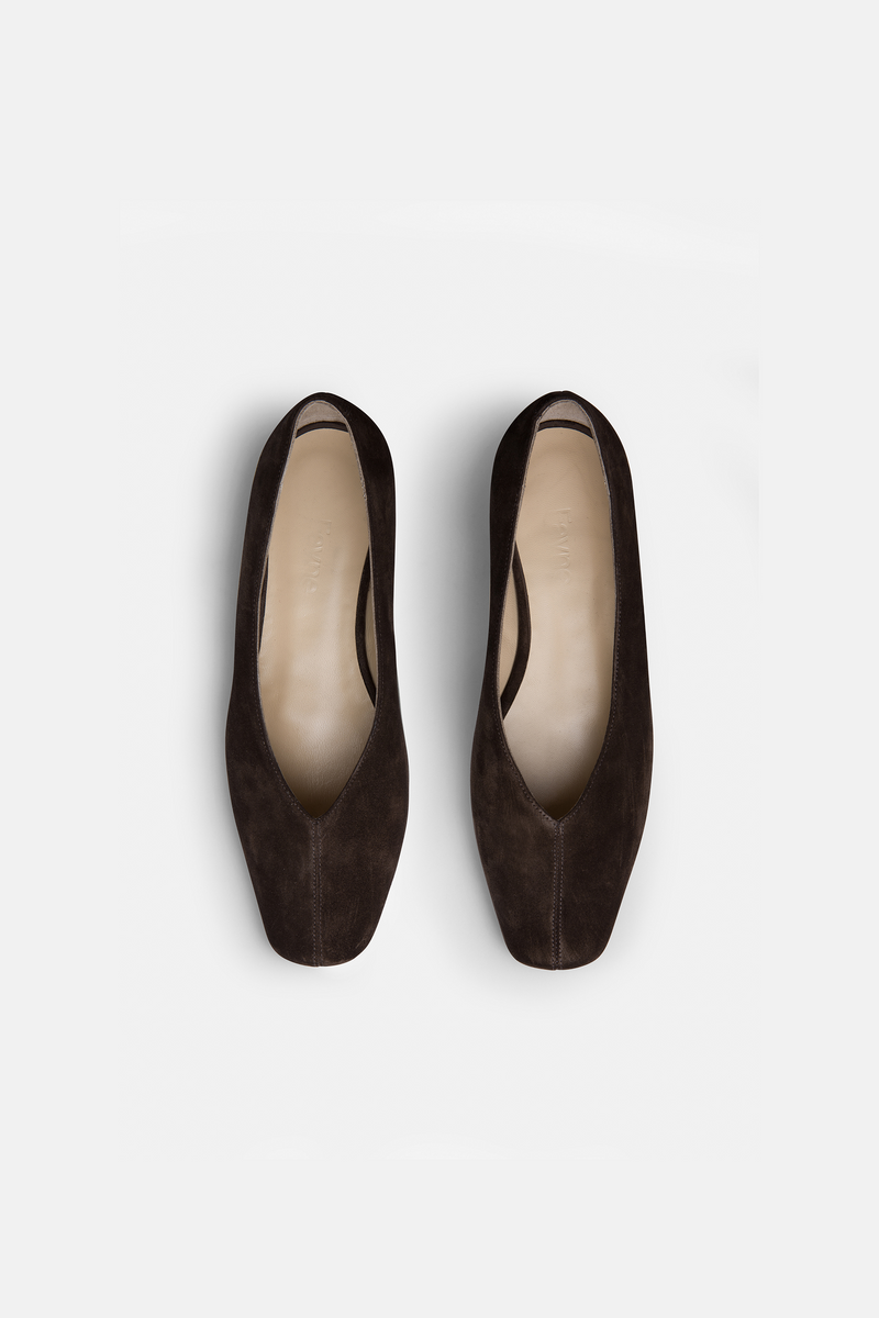 Zoe Deep Brown Suede Ballerina