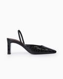 Nina Black Croco Slingback