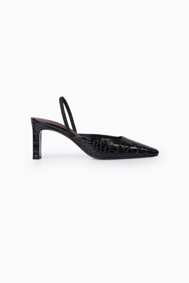 Nina Black Croco Slingback