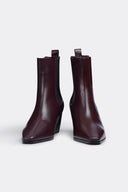 Margot Burgundy Leather Ankle Boots