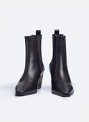 Margot Black Leather Ankle Boots