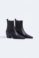 Margot Black Leather Ankle Boots