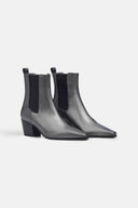 Margot Silver Leather Ankle Boots