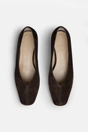 Zoe Deep Brown Suet Leather Ballerinas