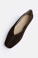 Zoe Deep Brown Suet Leather Ballerinas