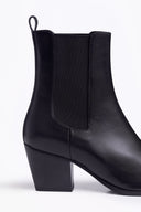 Margot Black Leather Ankle Boots
