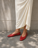 Zoe Red Leather Ballerinas