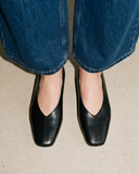Zoe Black Leather Ballerinas