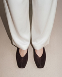 Zoe Deep Brown Suet Leather Ballerinas
